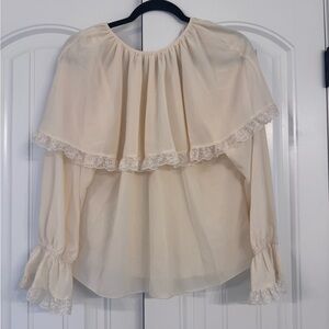 Wayf Antique white Ruffle Lace Peasant Blouse